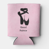 Goede Pointe. Zwarte balletschoenen en gekleurd Blikjeskoeler (Voorkant)