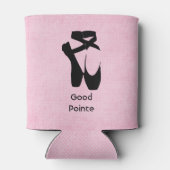 Goede Pointe. Zwarte balletschoenen en gekleurd Blikjeskoeler (Achterkant)