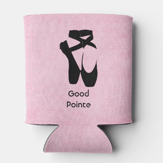 Goede Pointe. Zwarte balletschoenen en gekleurd Blikjeskoeler (Achterkant)