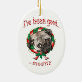 Goede Pug...meestal! Kerstovaal Ornament (Achterkant)