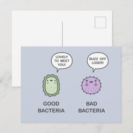 Goede, slechte bacteriën uitnodiging briefkaart (Voorkant / Achterkant)