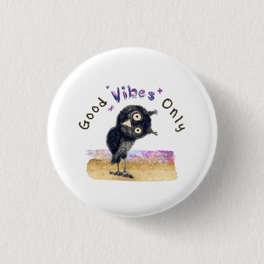 Goede steekproeven slechts met Curieuze Owl Ronde Button 3,2 Cm (Voorkant)