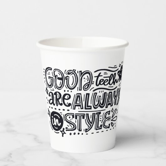 Goede tanden zijn altijd in stijl papieren bekers (Links)