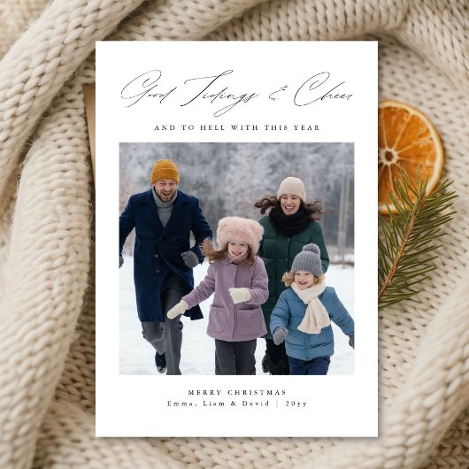 Goede Tidings en Cheer Funny Family Kerstmis Feestdagenkaart