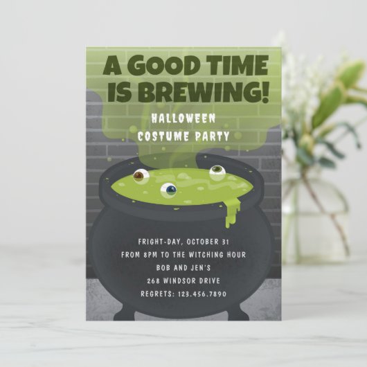 Goede tijd is ! brouwen Halloween kostuumfeest Kaart (Staand voorkant)