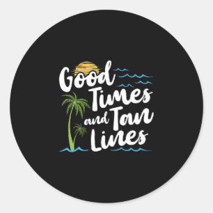 Goede tijden en gebruinde lijnen palmboom zon fami ronde sticker