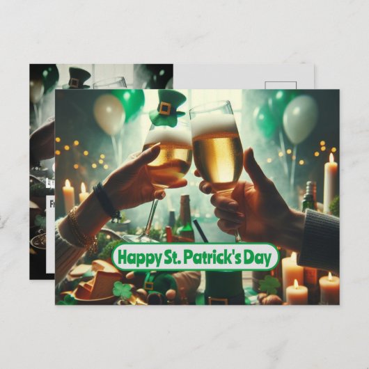 Goede tijden en veel succes op St. Patrick's Day Briefkaart (Voorkant / Achterkant)