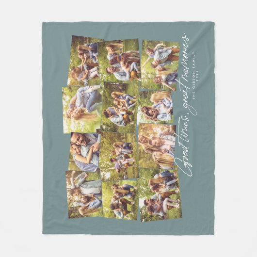 Goede tijden geweldige herinneringen blauwgroen 12 fleece deken (Voorkant)