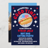 Goede Tijden Groovy 4th van Juli Hot Dog Party Kaart (Voorkant / Achterkant)