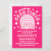 Goede tijden Groovy Pink Galentine's Day Party Kaart (Voorkant)