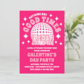 Goede tijden Groovy Pink Galentine's Day Party Kaart (Staand voorkant)