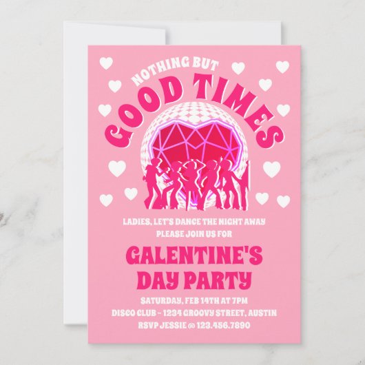 Goede tijden Groovy Pink Valentijns's Galentine's  Kaart (Voorkant)