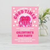 Goede tijden Groovy Pink Valentijns's Galentine's  Kaart (Staand voorkant)