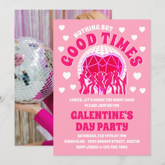 Goede tijden Groovy Pink Valentijns's Galentine's  Kaart (Voorkant / Achterkant)