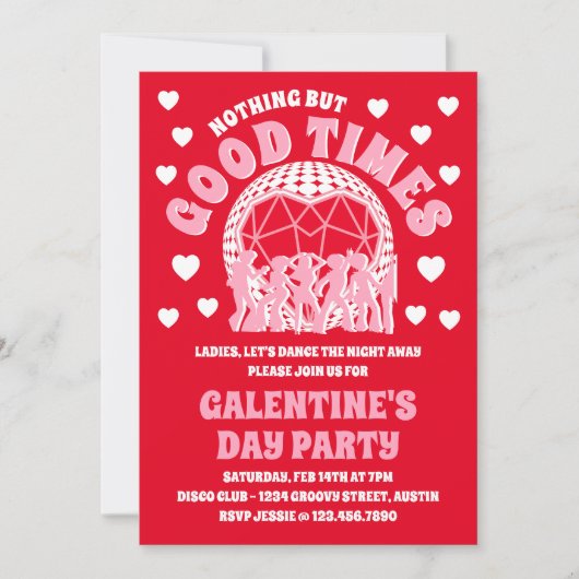 Goede Tijden Groovy Rode Valentijns Galentine's Da Kaart (Voorkant)