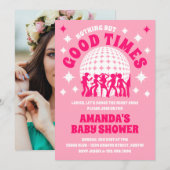 Goede tijden Groovy Roze Baby shower Kaart (Voorkant / Achterkant)