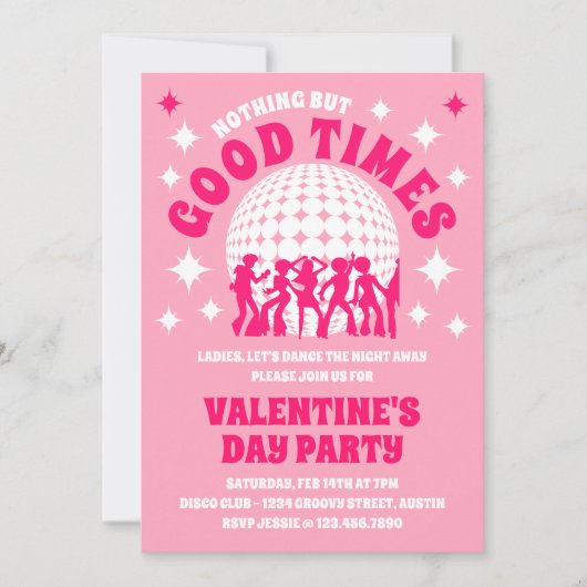 Goede tijden Groovy Roze Valentijnsdag Party Kaart (Voorkant)