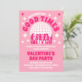 Goede tijden Groovy Roze Valentijnsdag Party Kaart (Staand voorkant)