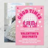 Goede tijden Groovy Roze Valentijnsdag Party Kaart (Voorkant / Achterkant)
