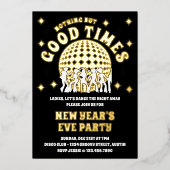 Goede Tijden Groovy Zwart Oudejaarsavond Party Fot Folie Uitnodiging (Voorkant)