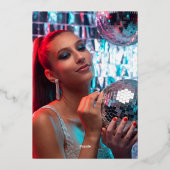 Goede Tijden Groovy Zwart Oudejaarsavond Party Fot Folie Uitnodiging (Achterkant)