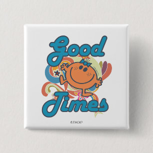 Goede tijden met Miss Fun. Vierkante Button 5,1 Cm
