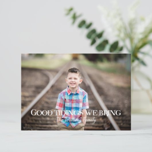 Goede tijding we brengen foto kerst Kaart (Staand voorkant)