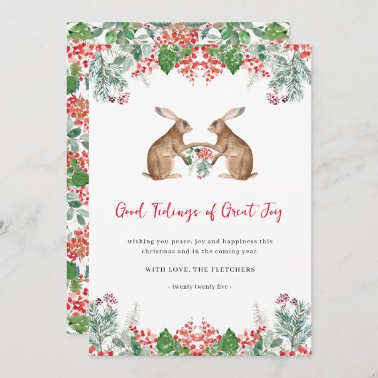 Goede Tijdingen van Groot Jool Winterbessen Kerstm Feestdagenkaart (Voorkant / Achterkant)