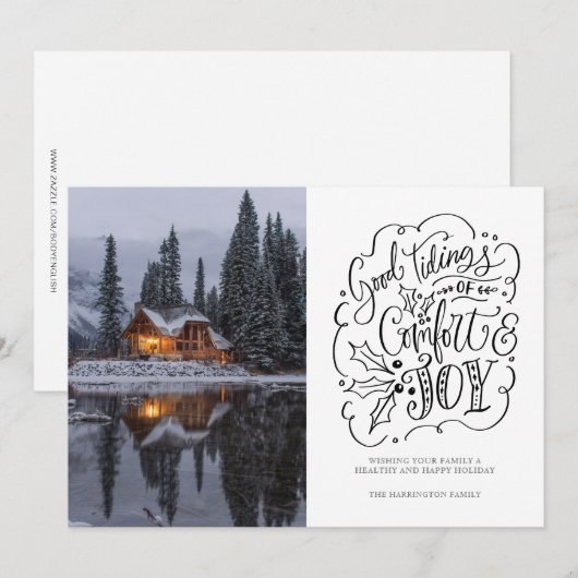 Goede tinten van Comfort en Joy Feestdagenkaart (Voorkant / Achterkant)