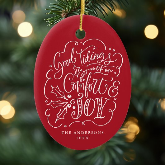 Goede tinten van Comfort & Joy Typografie Rode Fot Keramisch Ornament