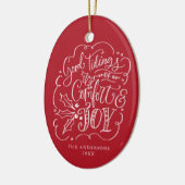 Goede tinten van Comfort & Joy Typografie Rode Fot Keramisch Ornament (Links)