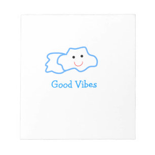 Goede trillingen blauwe lachende wolken emoji kind notitieblok