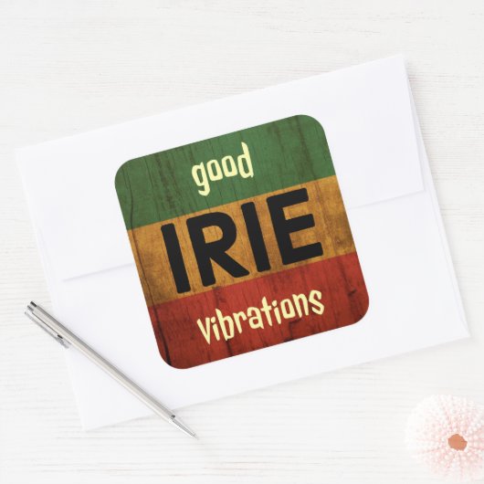 Goede trillingen! vierkante sticker (Envelop)