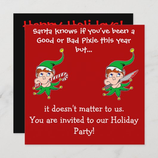 Goede uitnodiging voor Pixie Bad Pixie Party (Voorkant / Achterkant)