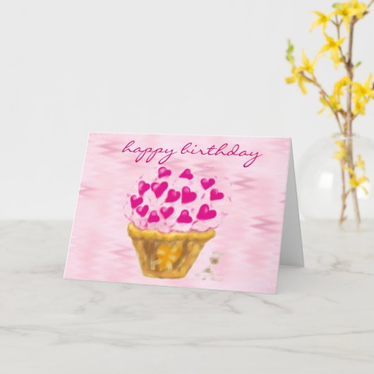 goede verjaardag : reuzencupcake : kaarten (Gele Bloem)