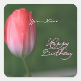 goede verjaardagsbloem vierkante sticker