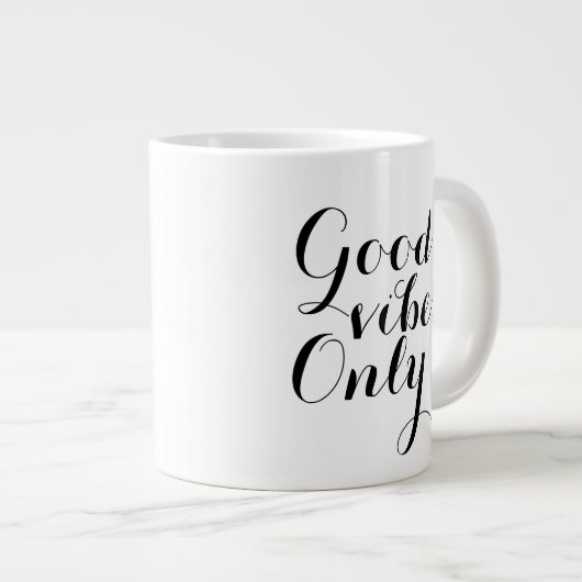 Goede Vibe slechts Inspirerend Happy-bevestiging Grote Koffiekop (Voorkant rechts)