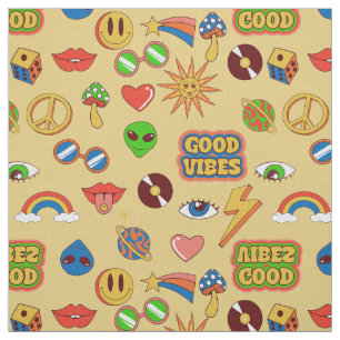 goede vibes alien groovy pop art 1970s stof