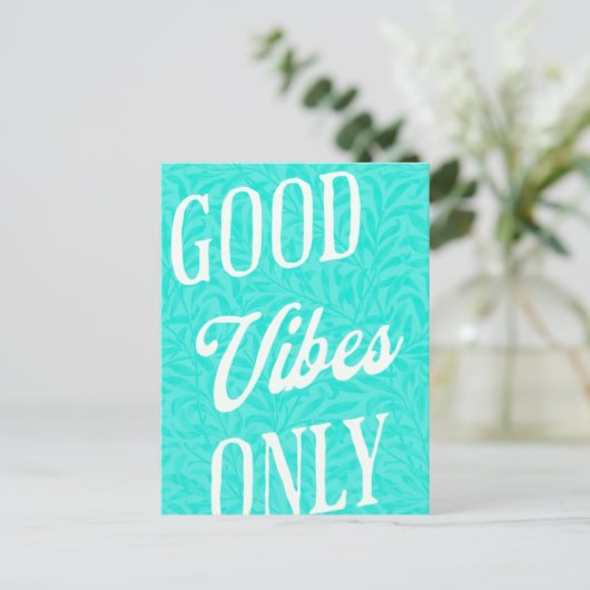 Goede Vibes Alleen Blauw en Wit Briefkaart (Staand voorkant)