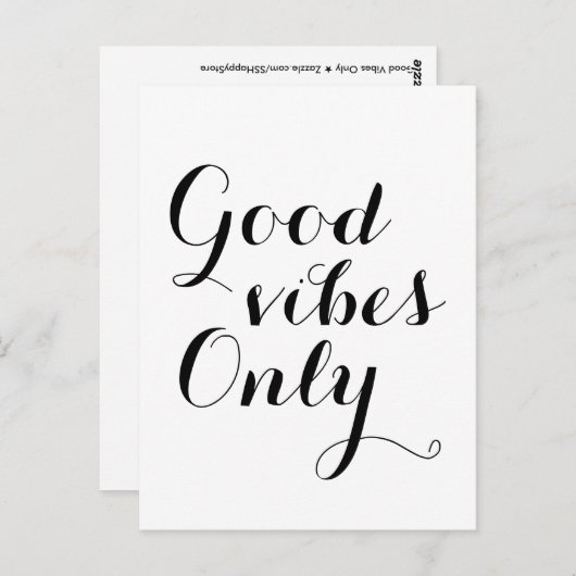 Goede vibes alleen blij verheffen positieve boodsc briefkaart (Voorkant / Achterkant)