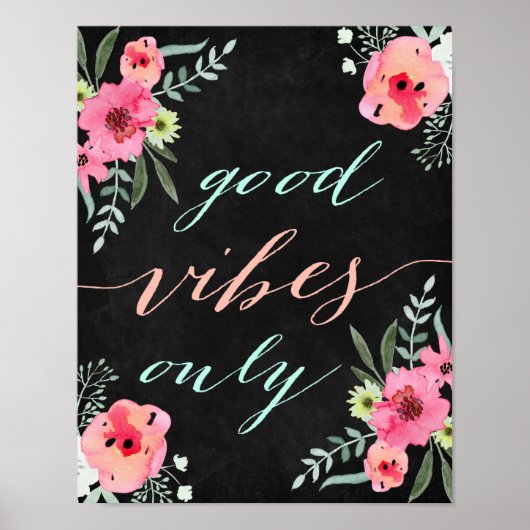 Goede vibes alleen Chalkboard quote art. Poster (Voorkant)