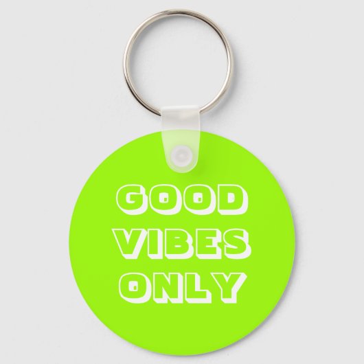 Goede Vibes Alleen chartreuse groene moderne typog Sleutelhanger (Voorkant)