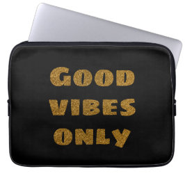 Goede vibes alleen gouden glitter tekst modern zwa laptop sleeve