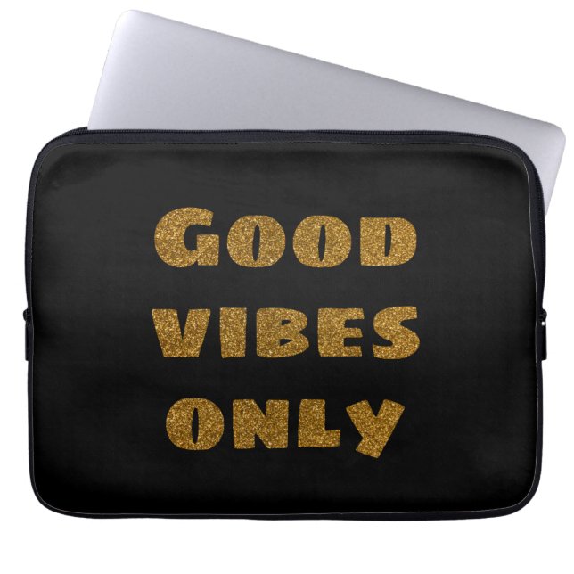 Goede vibes alleen gouden glitter tekst modern zwa laptop sleeve (Voorkant)