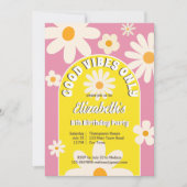 Goede vibes alleen groovy retro daisy verjaardagsu kaart (Voorkant)