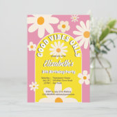 Goede vibes alleen groovy retro daisy verjaardagsu kaart (Staand voorkant)