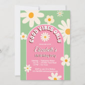 Goede vibes alleen groovy retro daisy verjaardagsu kaart (Voorkant)