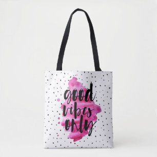 Goede vibes alleen hot-roze chic canvas tas