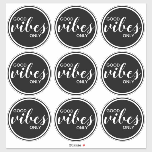 Goede Vibes Alleen Inspirerend Quote Zwart & Wit Sticker (Vel)