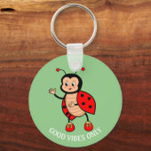 Goede vibes alleen lieveheersbeestje op groen sleutelhanger (Achterkant)